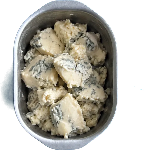 Nel settimo contenitore mettete 180 g di gorgonzola dolce a cucchiai.