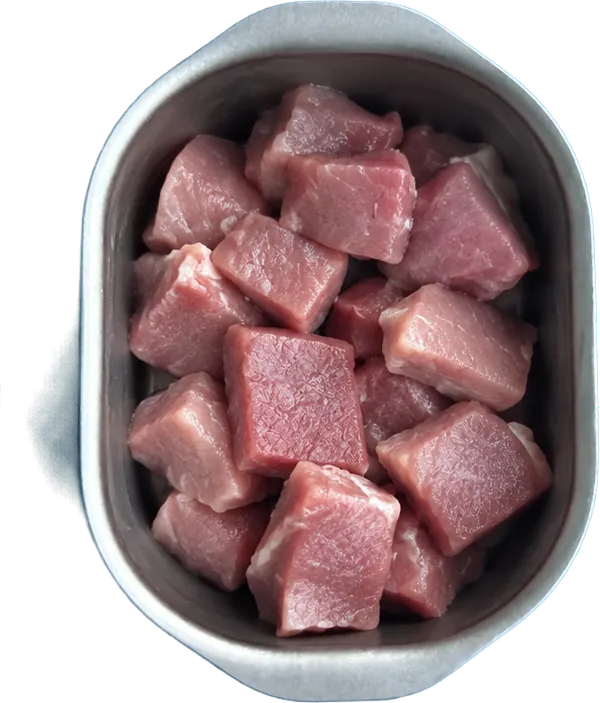 Nel secondo contenitore mettete 260 g di lonza di maiale.